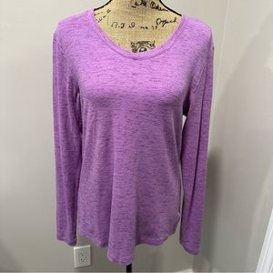 Eddie Bauer Rare Lilac Casual Long-Sleeve V-Neck T-Shirt Top Size L